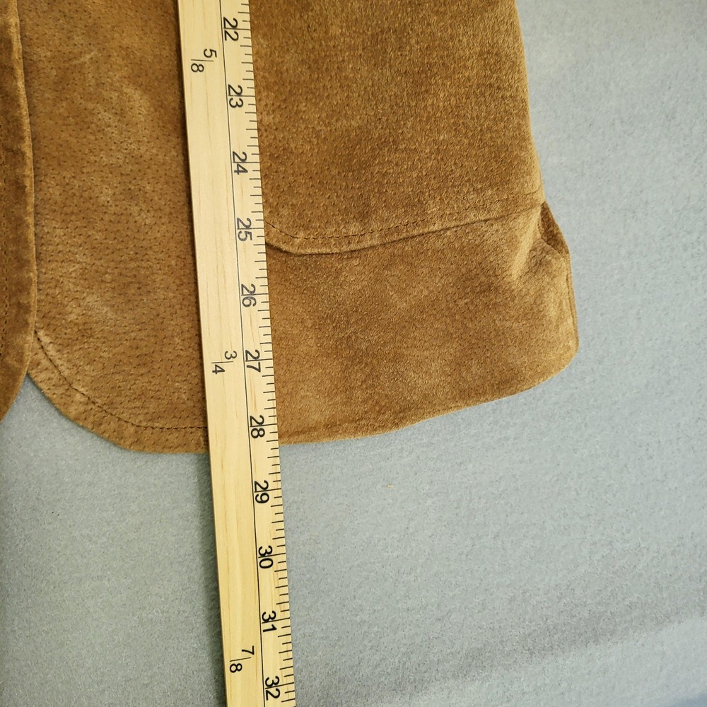 VTG St. Johns Bay Brown Suede Genuine Leather 2 Button Blazer Jacket Womens S - Picture 9 of 10